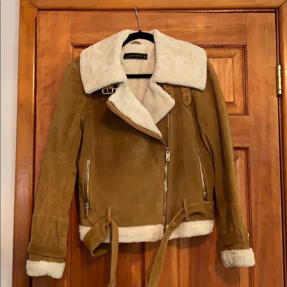 Zara Camel Double Faced Biker Jacket